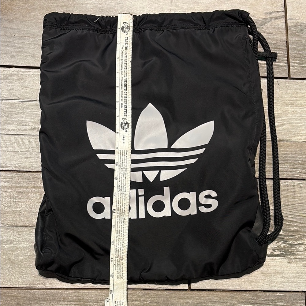ADIDAS Black and White Logo Drawstring Bag